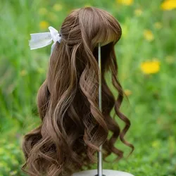 1/6 Bjd Wig Accessories for Doll Light Golden Long Hair with Bangs Dress Up Girl Diy Toys