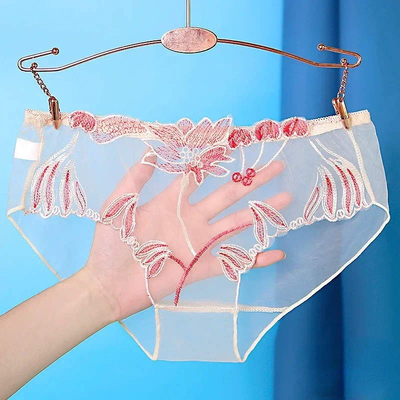 Transparent Sexy Women\'s Panties Hot Lingerie Flowers Female Underpants Charming Large Underwear