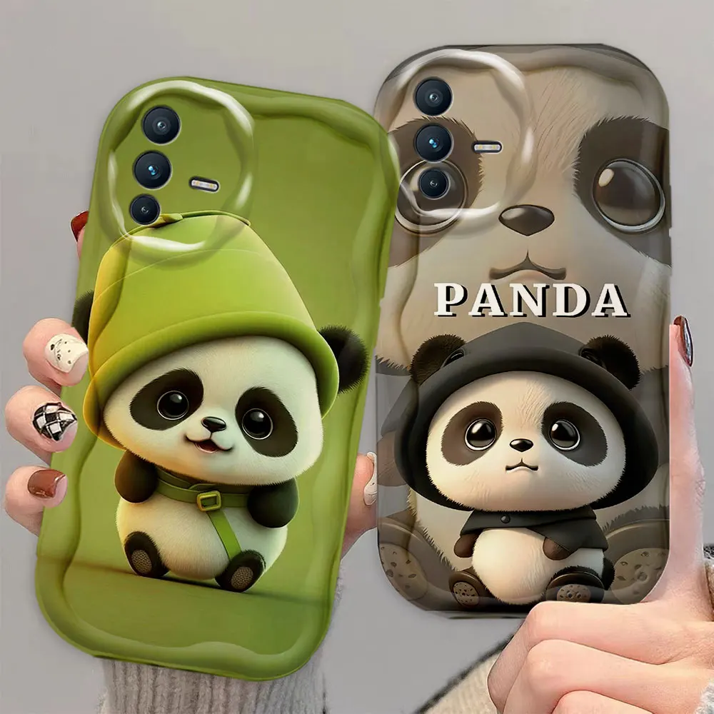 Cute Lucky Rabbit Panda 3D Wave Phone Case For VIVO S1 T1 S12 S16 S16E V15 V20 V23 V23E V25 V27 V27E V29E V30 V30E Case Funda