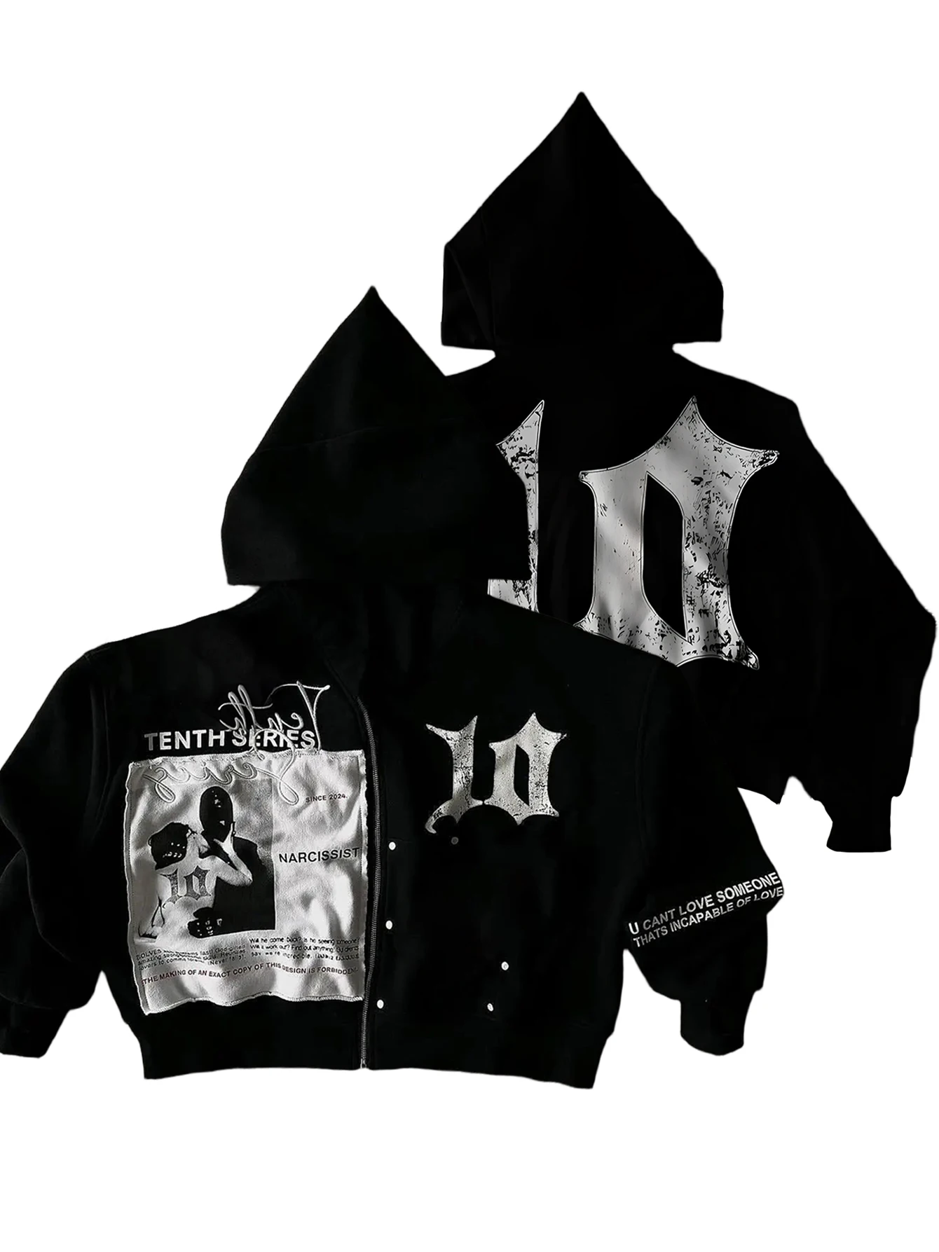 

Американские мотоциклетные куртки для мужчин, негабаритная Harajuku, готическая толстовка на молнии с капюшоном Y2K, черная куртка унисекс