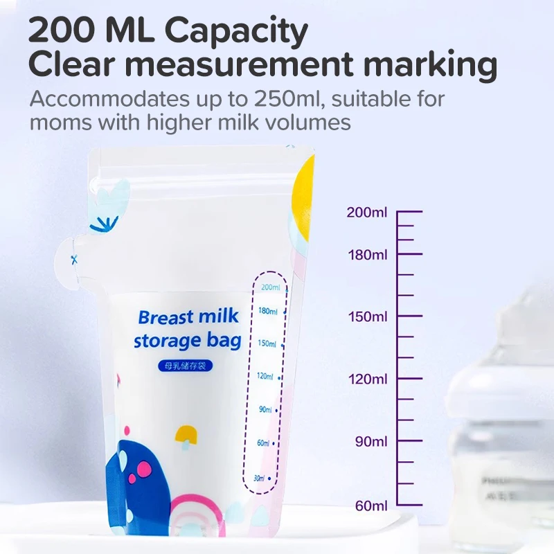 Avent saco de armazenamento de leite materno 200ml sacos de armazenamento de leite amamentação para refrigeração e preservação de leite materno, 30 peças