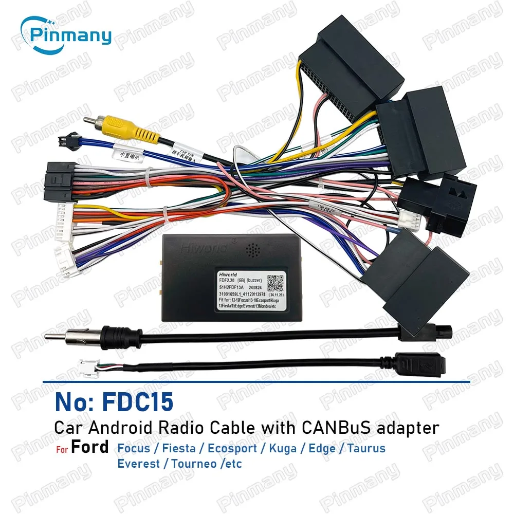 Auto Stereo Cable Power Wiring Harness Connector CANBus Adapter for Ford Focus Fiesta Ecosport Kuga Edge Taurus Everest Tourneo