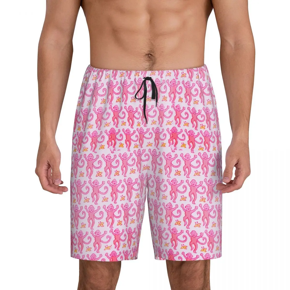 

Men Preppy Roller Monkeys Rabbit Pajama Shorts Custom Printed Anime Pink Sleep Pjs Sleepwear Bottoms with Pockets