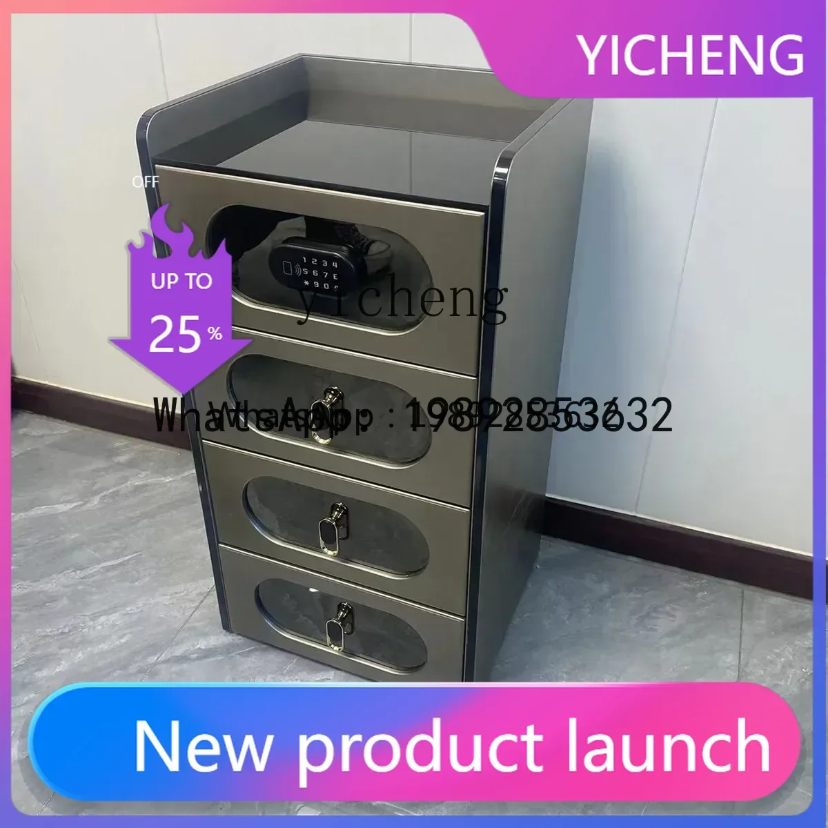 ii2-28  High-End Lockle Barber Shop Tool Cinet Hairdressing Trolley Single-Sided Drawer Salon Storage Cinet