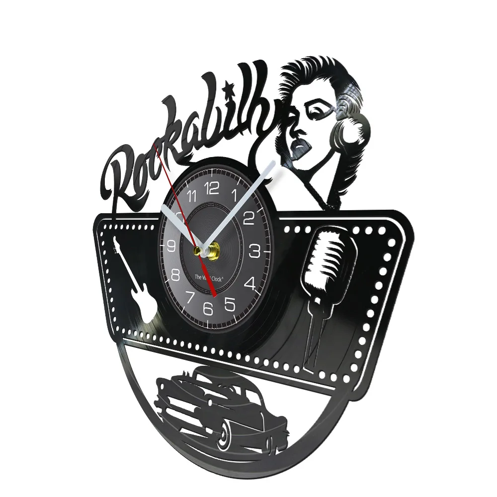 Vintage Classic Hot Rod Rockabilly Vinyl Record Wall Clock Retro Country Music Music Album Laser Cut Longplay Craft Disk Clcok