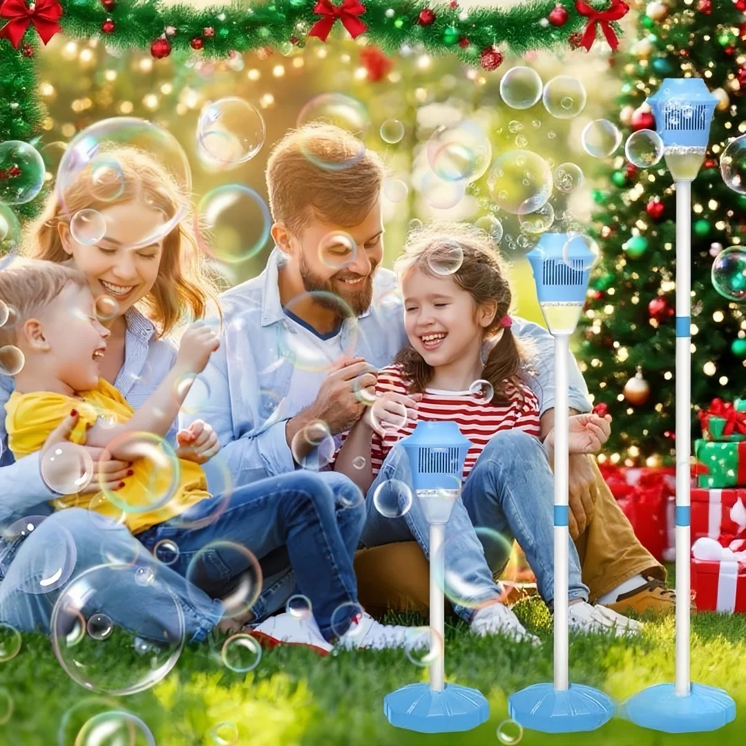 آلة فقاعات الموسيقى الكهربائية ذات الارتفاع القابل للتعديل - مصنوعة من البلاستيك المتين، وهي مناسبة للسيناريوهات الخارجية مثل عيد الميلاد