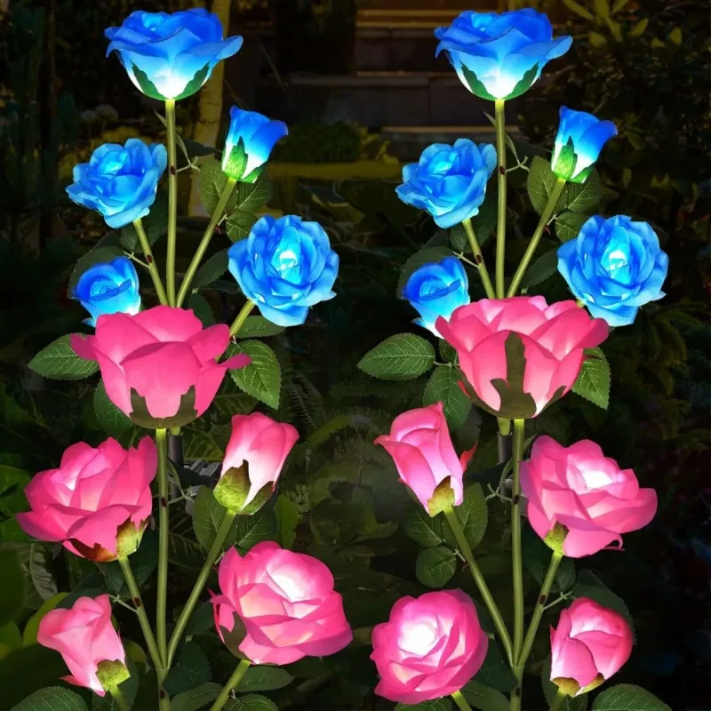 

Светодиодный садовый светильник в виде розы на солнечной батарее для свадьбы, Дня святого Валентина, летнего кемпинга, украшения двора, уличный светильник