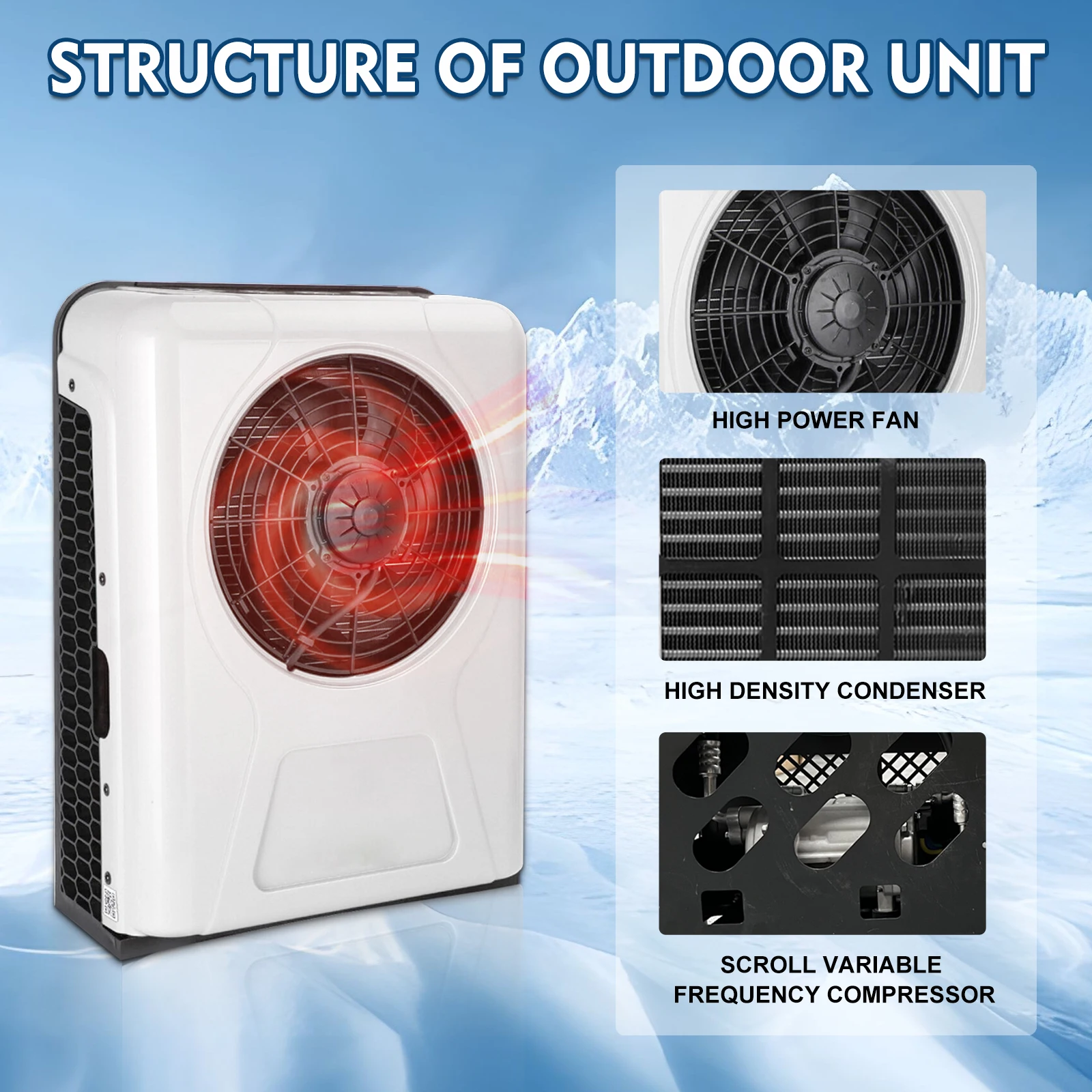 10500BTU سيارة كهربائية سبليت مكيف الهواء السيارات وقوف السيارات نظام تكييف الهواء للحافلة مخيم فان شاحنة جرار ألمانيا #2