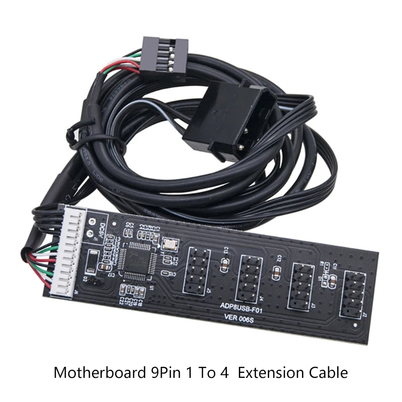 Motherboard USB 9Pin Interface Header Connector USB2.0 Hub Splitter 1 to 4 Extension Cable Adapter for Port Multiplie