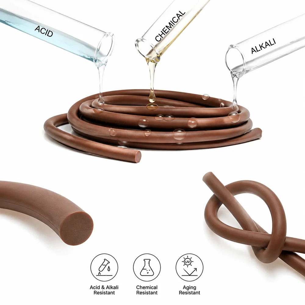 10/5/2M Brown FKM Seal Strip Dia 1.5~10mmHigh temperature/abrasion resistant/equipment cabinet door sealing strip