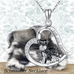 1Pc Exquisite Heart Shaped Schnauzer Necklace for Women Fashion Pet Dog Jewelry Accessories Perfect Holiday Gift for Dog Lovers