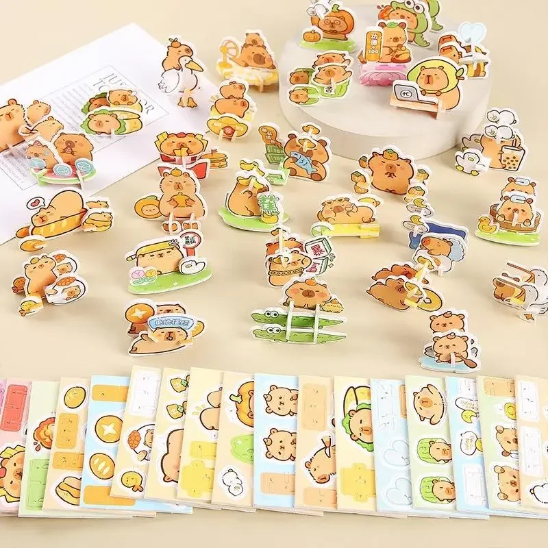 

30Pcs/Set Cartoon Animal Capybara Theme Paper Jigsaw Puzzle Toys Children's Paper 3D Capybara Shaped Favors For Birthday Party