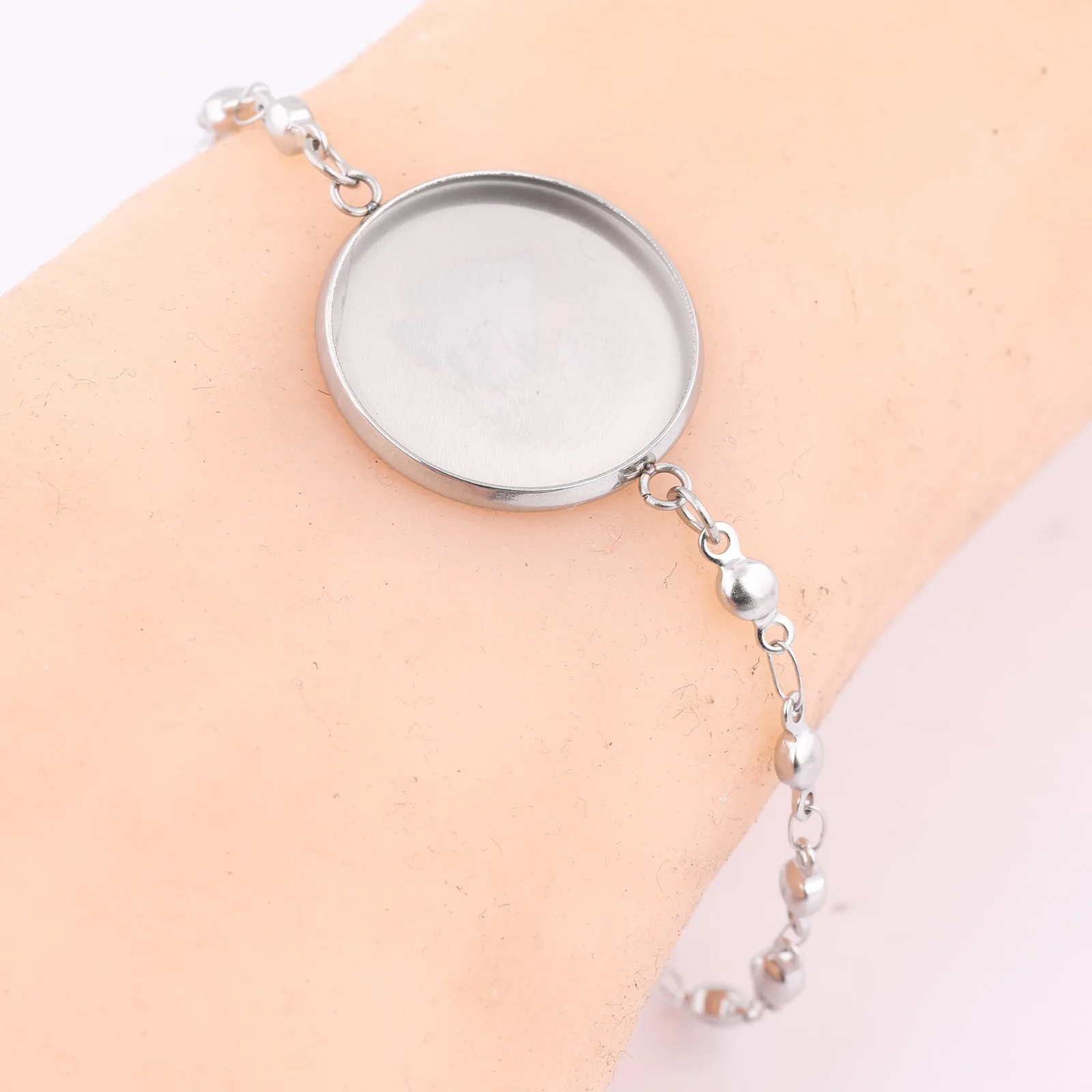 3pcs Stainless Steel Gold Plated 20mm Cabochon Bracelet Base Blanks Diy Ball Chain Bracelets Bezel Setting For Jewelry Making image 6