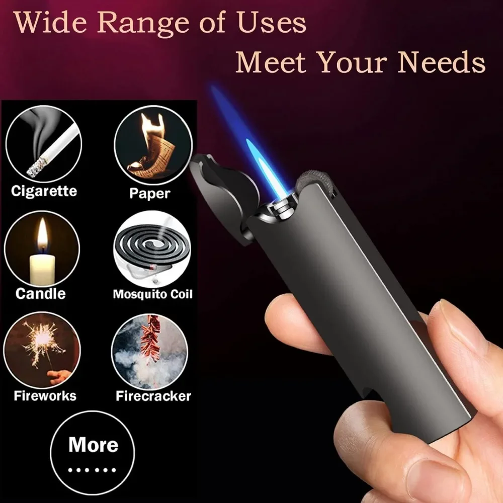 Metal Beer Bottle Opener Lighter Windproof Jet Flame Grinding Wheel Inflatable and Adjustable Flame Lighter Men\'s Small Tools