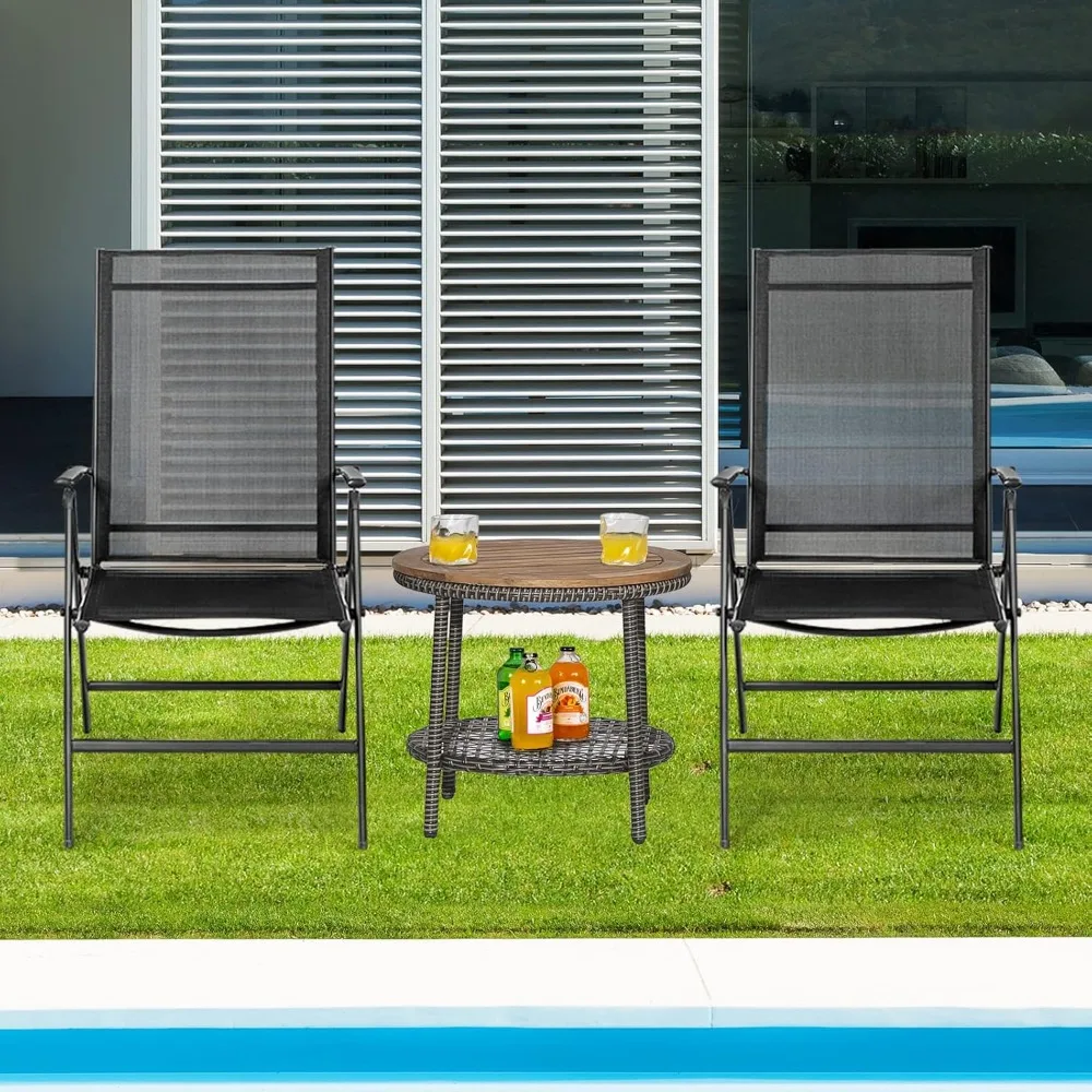 

Set of 2 Patio Foldable Dining Chairs, Outdoor Portable Camping Chairs with Armrest High Backrest, Folding Chairs for Porch.