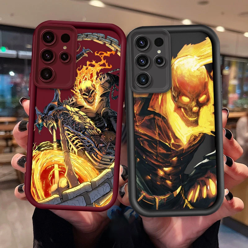 Ghost Rider Cool Art For Samsung Note 20 S24 S23 S22 S21 S20 Ultra Plus FE A25 A23 A22 A15 A31 5G Eye Ladder TPU Phone Case