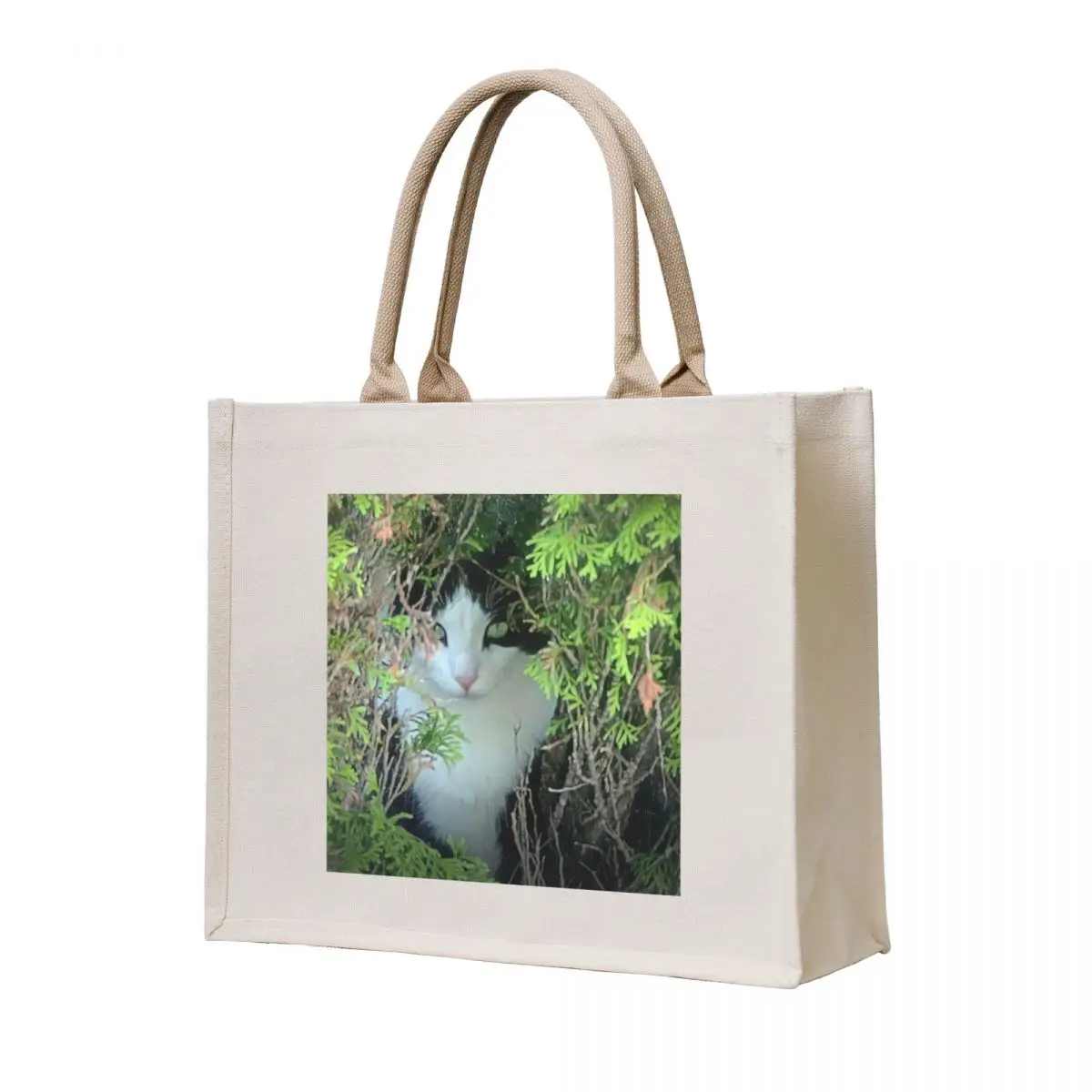 

Tuxedo Cat Hiding Tote Bag canvas tote bag ecological bags Cloth bags