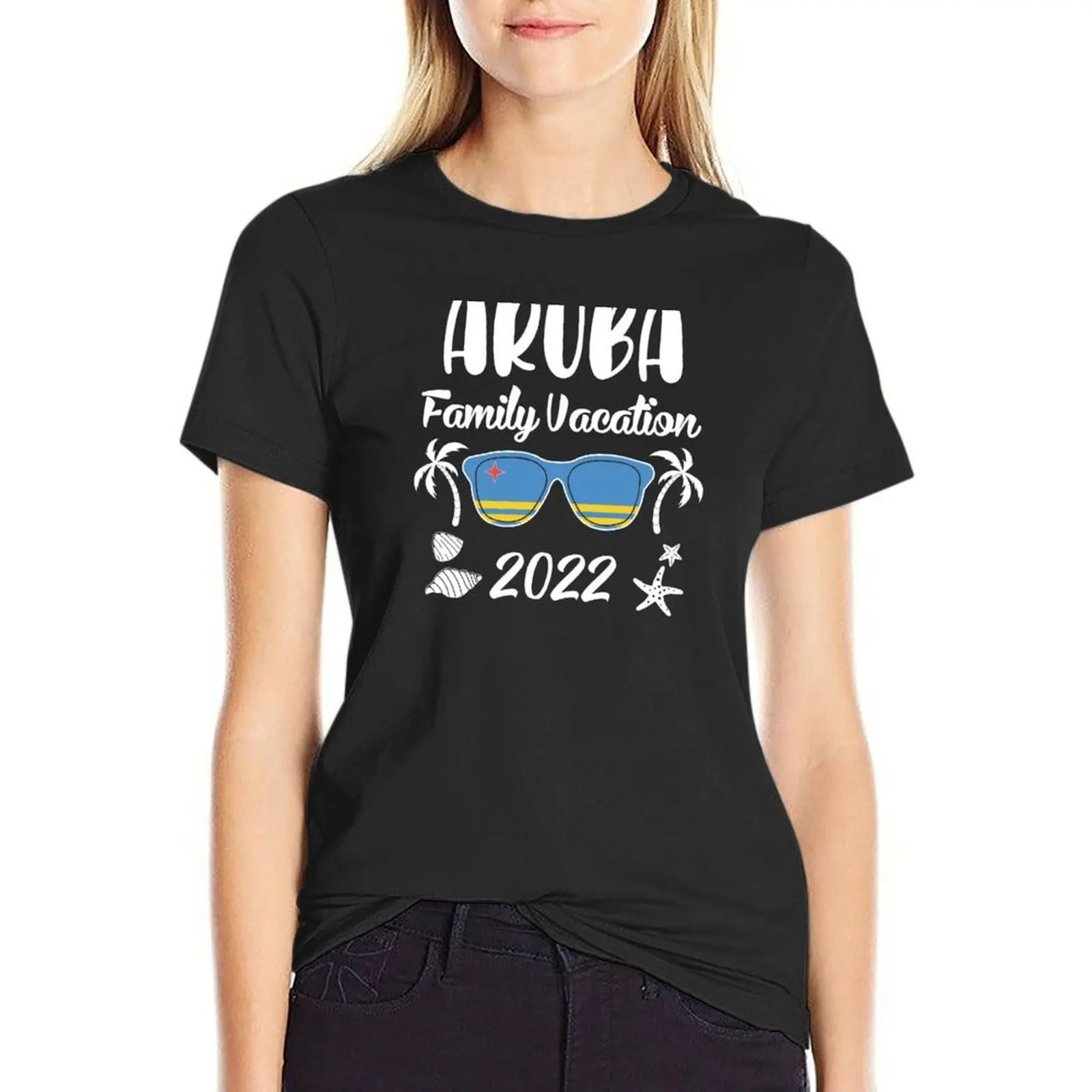 

Matching Family Vacation Aruba 2022 print T-Shirt tops vintage funny Women tops