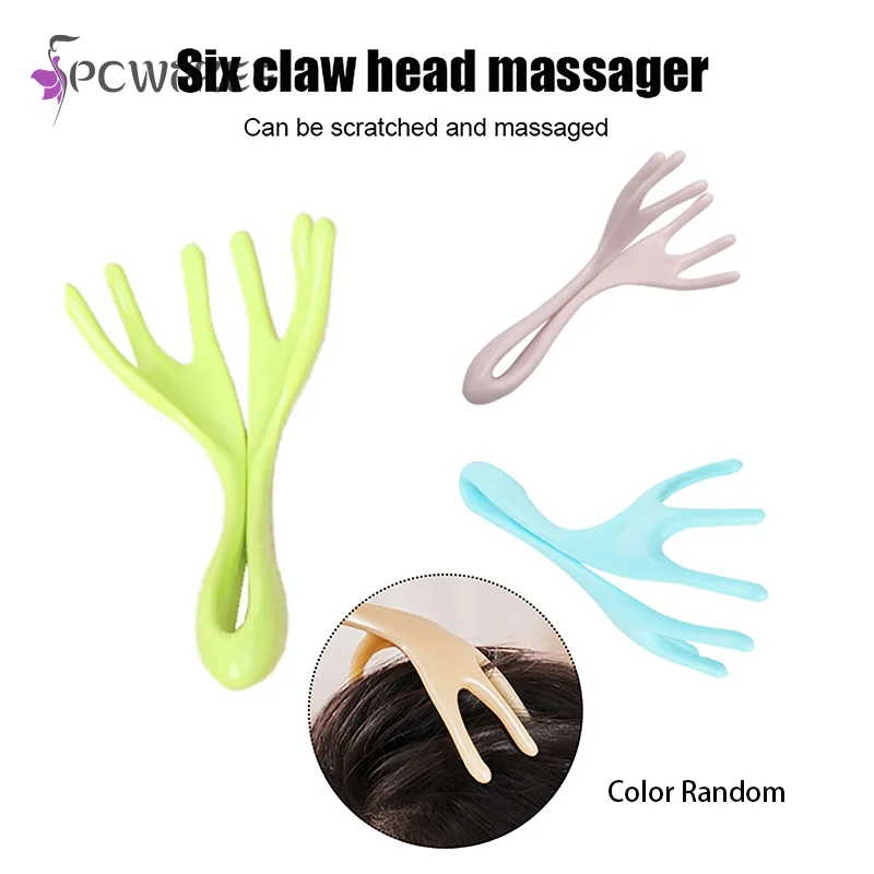 

1PCS Manual Scalp Massager With Six Claw Head Massager Stress Release Hand-held Itching Stick Massager Scalp Head Massage Tool