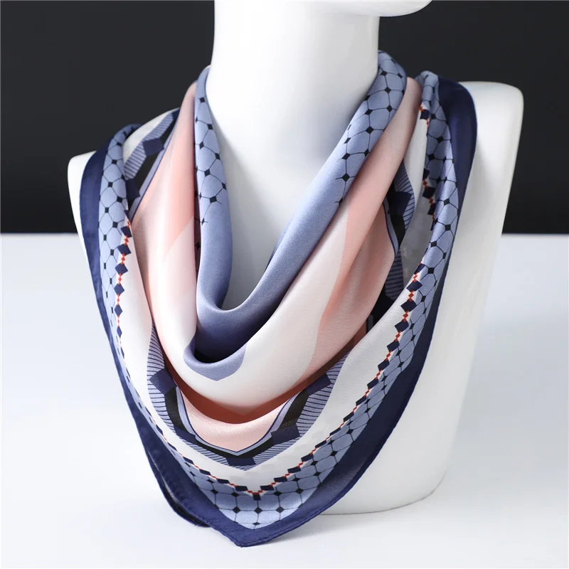 Foulard de tête en Satin de soie pour femmes, marque de luxe, à la mode, à pois, pour cou, châles carrés et écharpes pour dames, 70cm