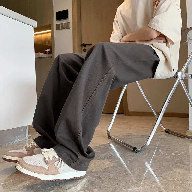 

Men's Casual Loose Straight Leg Pants Spring Autumn Trendy Wide Leg American Retro Floor-Length Dopaamine Clothing