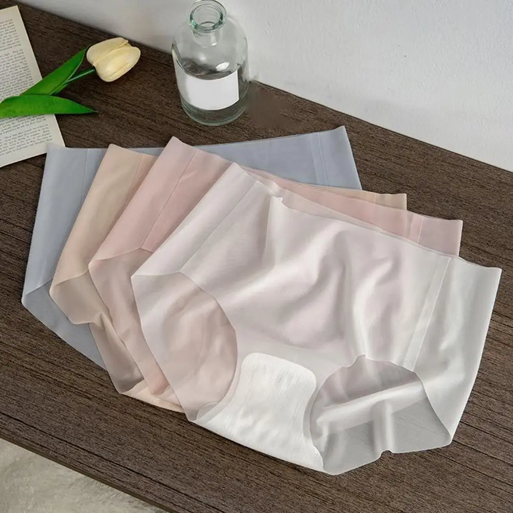 

Модные прозрачные удобные трусики, ультратонкие бесследные быстросохнущие женские дышащие трусы из ледяного шелка