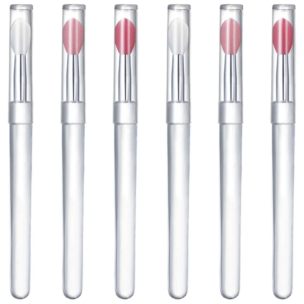 6 Pincéis de Silicone para Lábios para Aplicação Precisa de Gloss Labial, Bálsamo, Sombra de Olhos, Ferramenta Portátil Reutilizável para Mulheres em Viagem