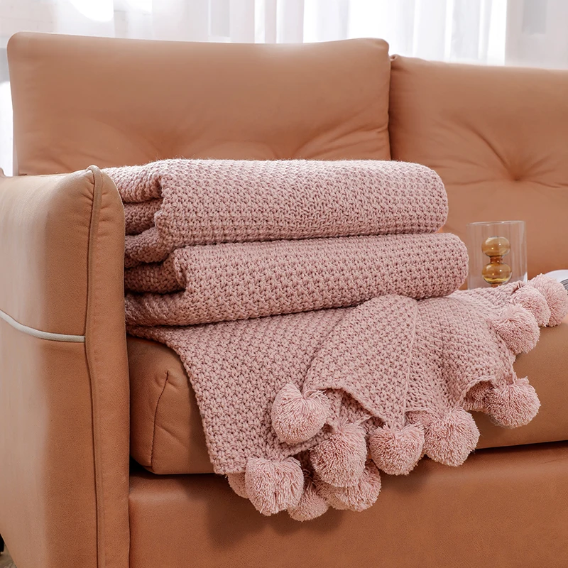 Couverture de queue de lit avec canapé et serviette, fil rayé rétro nordique, couverture de serviette de queue de lit, document solide