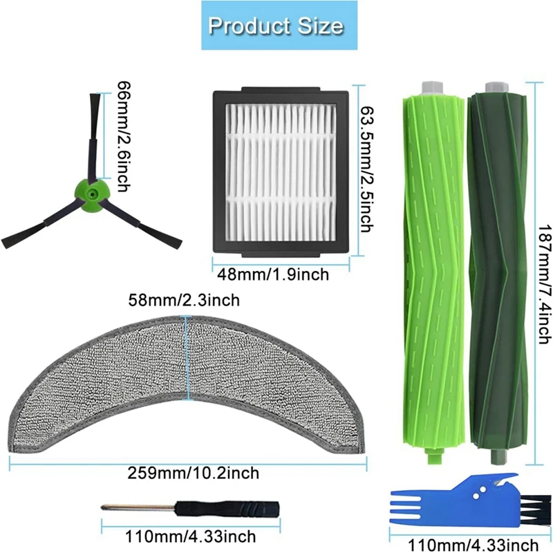 Brosse latérale principale pour aspirateur robot Irobot Roomba ChlorJ7 + / J7 Plus, vadrouille en plastique, accessoires