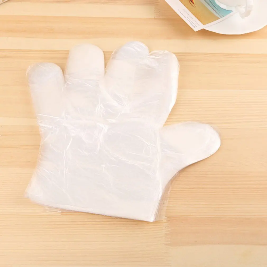 Sarung tangan sekali pakai 100Pcs, sarung tangan katering kelas makanan plastik transparan perlengkapan Restoran Dapur makan Aksesori peralatan makan