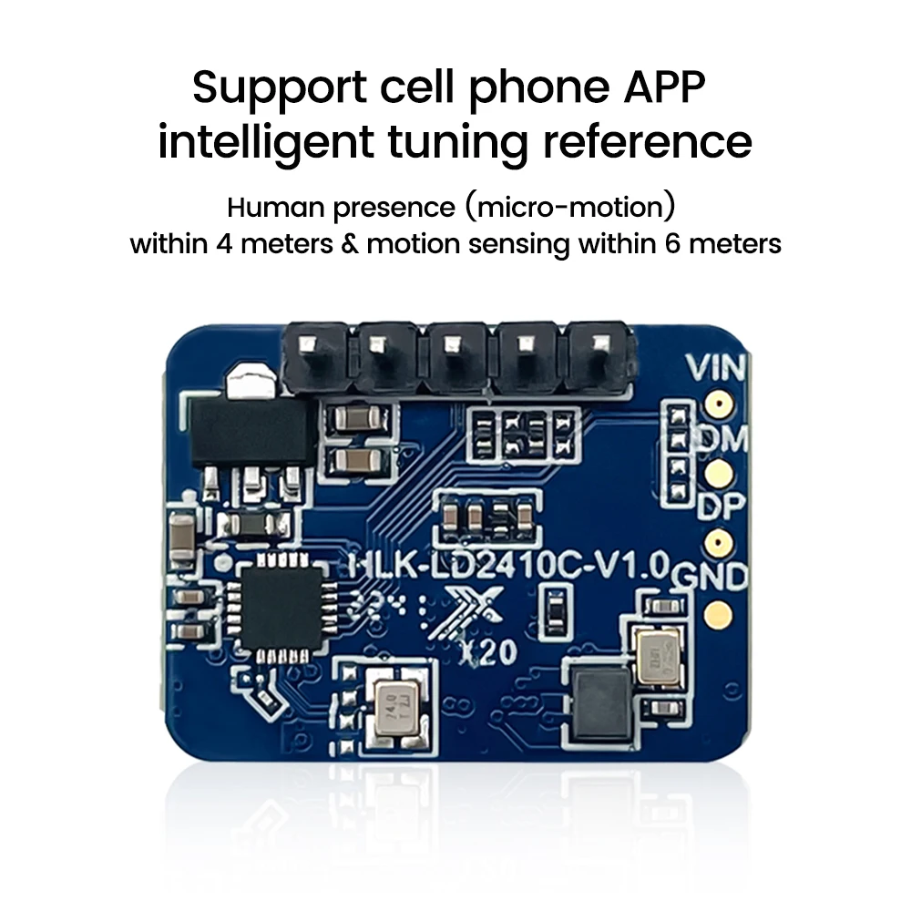 HLK-LD2410C DC5V 24G Human Presence Sensor Supports BT Function App Radar Sensing Module FMCW Millimeter Wave Motion Detection