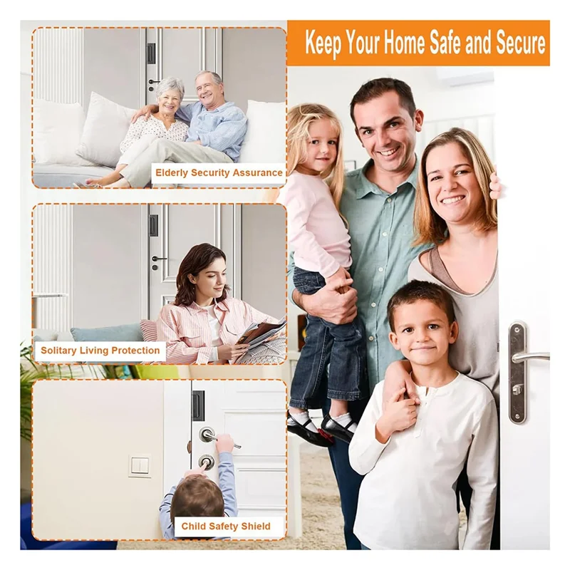 

ABMF-2Pack Home Security Door Reinforcement Lock Security Door Locks Home Prevent Unauthorized Entry Forkids Safety Black