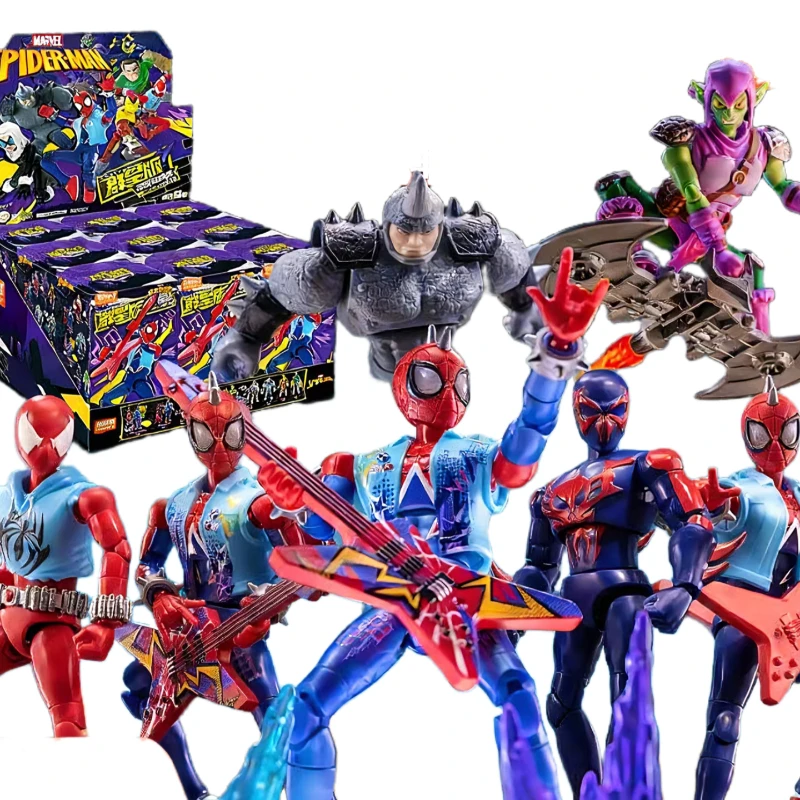 

BLOKEES Spider-Verse Spiderman Action Galaxy Version 6 Punk Spider Man Anime Figure Collection Model Kits Toys Birthday Gifts
