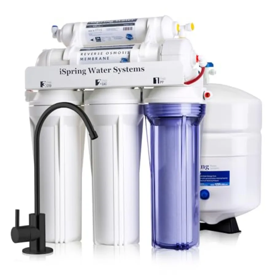 RCC7-BLK NSF/ANSI 58 Certified 5-Stage Reverse Osmosis System RO Water Filter System Under Sink Drinking Water Filter 75 GPD St