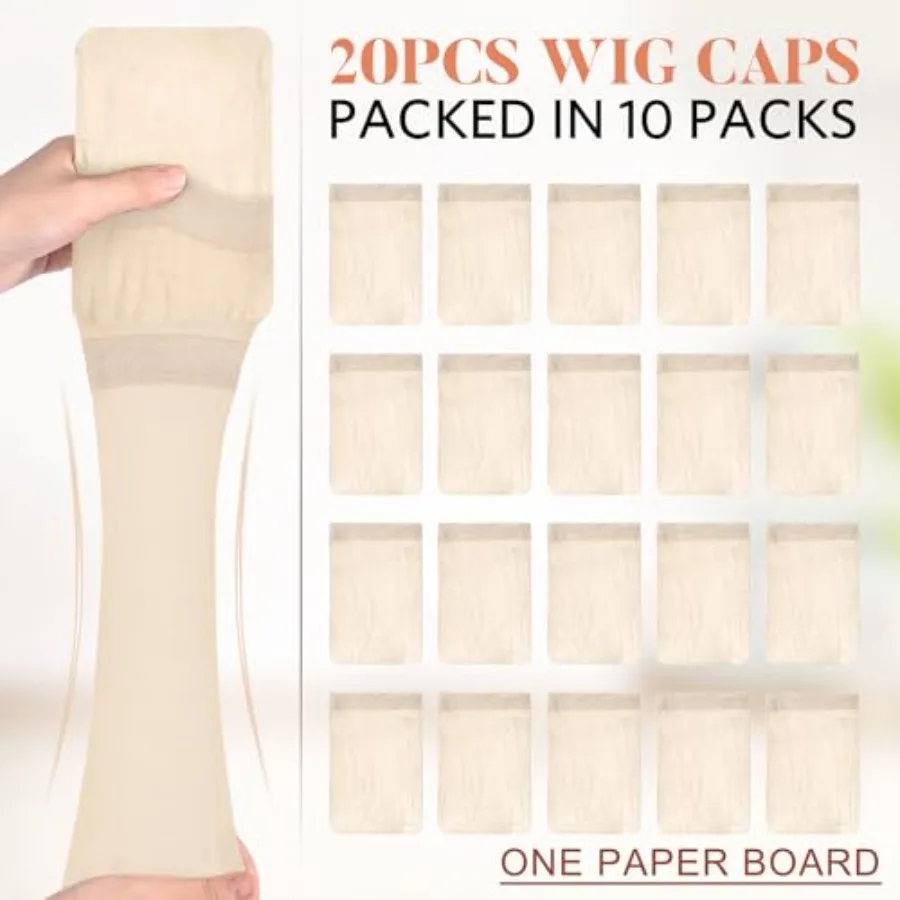 20 Pcs Wig Cap, Stretchy Nylon Wig Caps for Women
