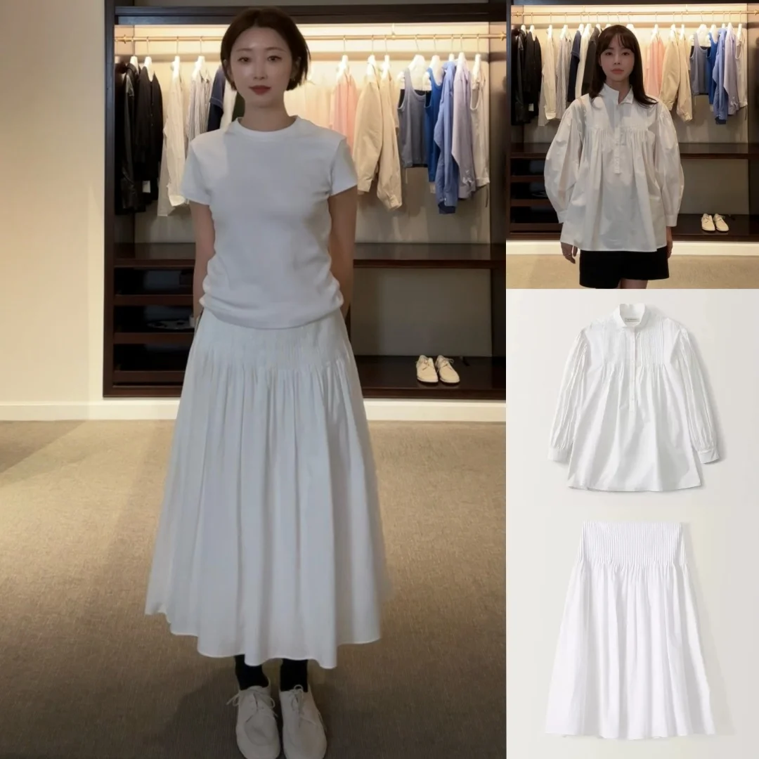 Setelan Dua Potong Wanita Model Rok Midi Berlipit Kerah Tegak dengan Ikat Pinggang Longgar, Gaya Sederhana untuk Semua Musim