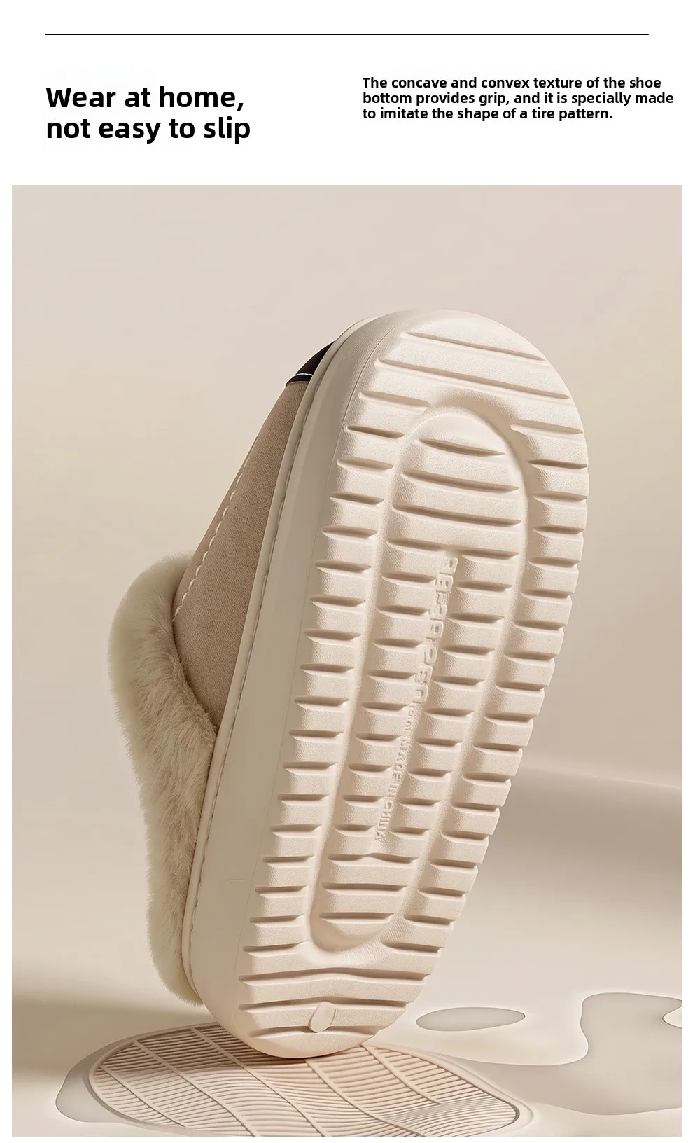 Damen Winter Baumwoll-Hausschuhe für drinnen und draußen, rutschfest, warm, mit Fleece-Futter – Detail 5