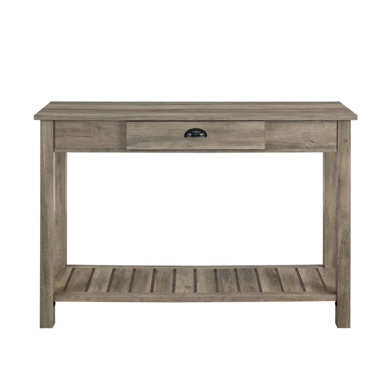 Modern Farmhouse 1-Drawer Entry Table with Slatted Lower Shelf - Grey Wash