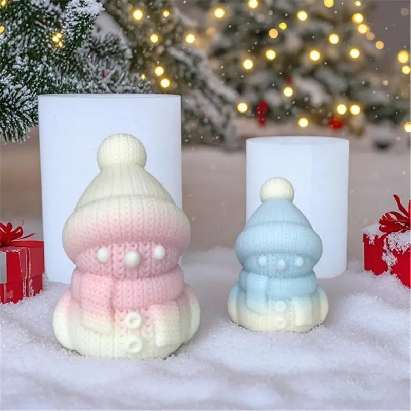 Snowman Silicone Mould Featuring Knittef Detail Easy Cleaning for Handmade Craft Holiday DIY Projects JOMD