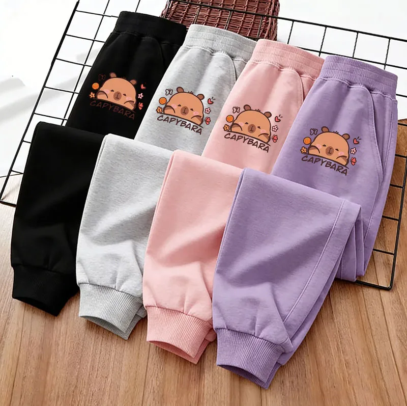Kawaii Long Pants Capybara Design Comfortable Trousers Pant Autumn Winter Clothes Graphic Kids Boys Girls Children's Pants