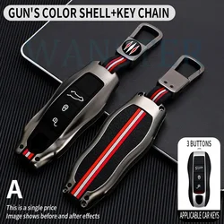3 4 Bottons Metal Car Key Cover Fob Case Shell for Porsche Cayman Cayenne Panamera Macan 911 992 Taycan Boxster 718 Accessories