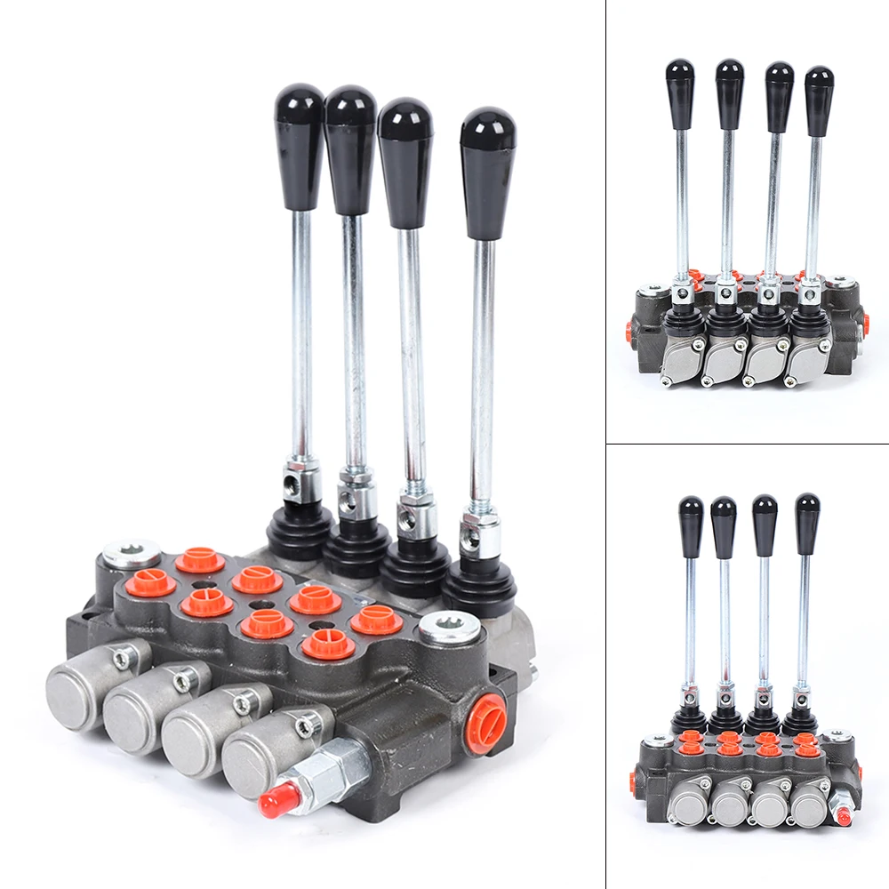 Hydraulic Valve Hand Lever Control Unit 4P40 Hydraulic Directional Valve 4-Way Adjustable Switching Valve 40L