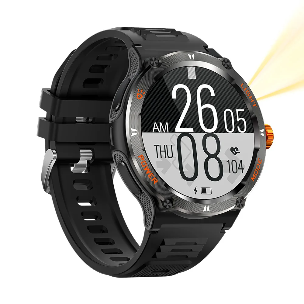 TJXL-TKYUAN 2025 شاشة تعمل باللمس الرياضة ساعة ذكية Relogio Reloj Inteligente Hombre Montre Connectee مصباح يدوي خارجي Smartwatch