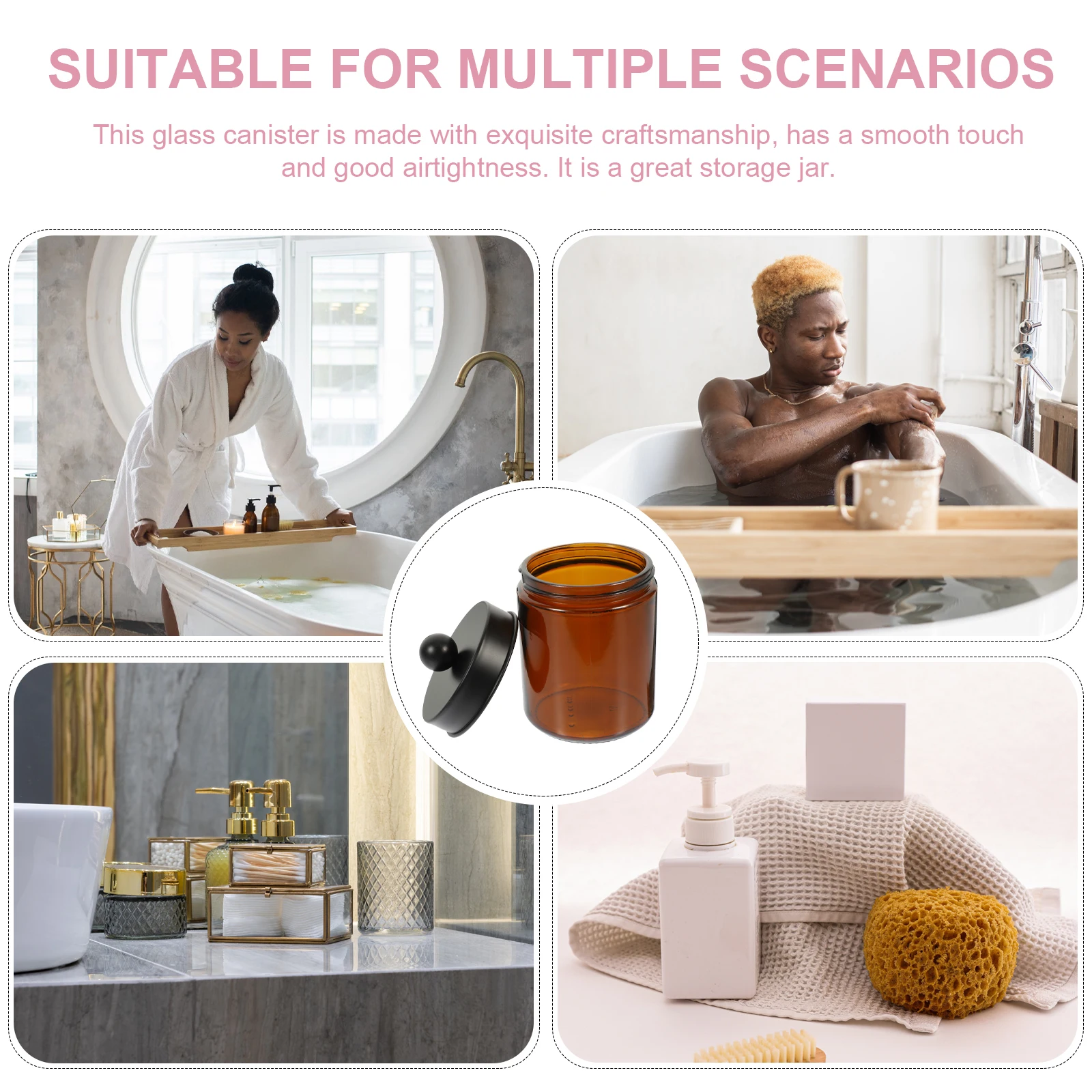 

Multi-Function Glass Jar with Lid for Tea Candy Dry Fruits Storage Airtight Kitchen Canister Household Organizer Decorative