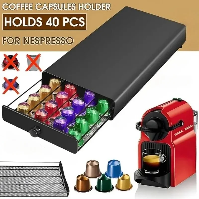 Metall Kaffee Kapsel Organizer Lagerung Stehen Praktische Kaffee Schublade Kapsel Halter für Kaffee Kapsel Schublade Porta Cialde Caffè Ansicht 3
