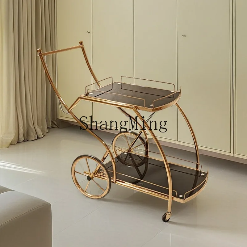 

FGgood-looking Stainless Steel Light Luxury Food Truck Wine Hotel Cake Dessert Service Tea Truck