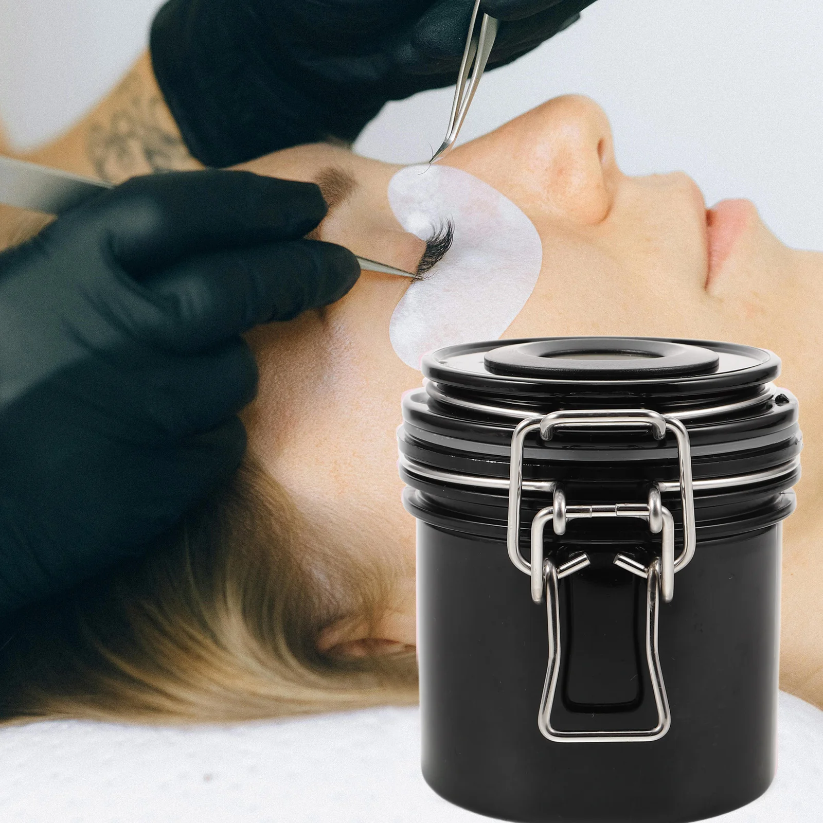 Wimpern-Aufbewahrungsbehälter, luftdichtes Wimpernverlängerungsglas, feuchtigkeitsbeständig, leicht, tragbar, für Salon- und Heim-Organizer, Kleber