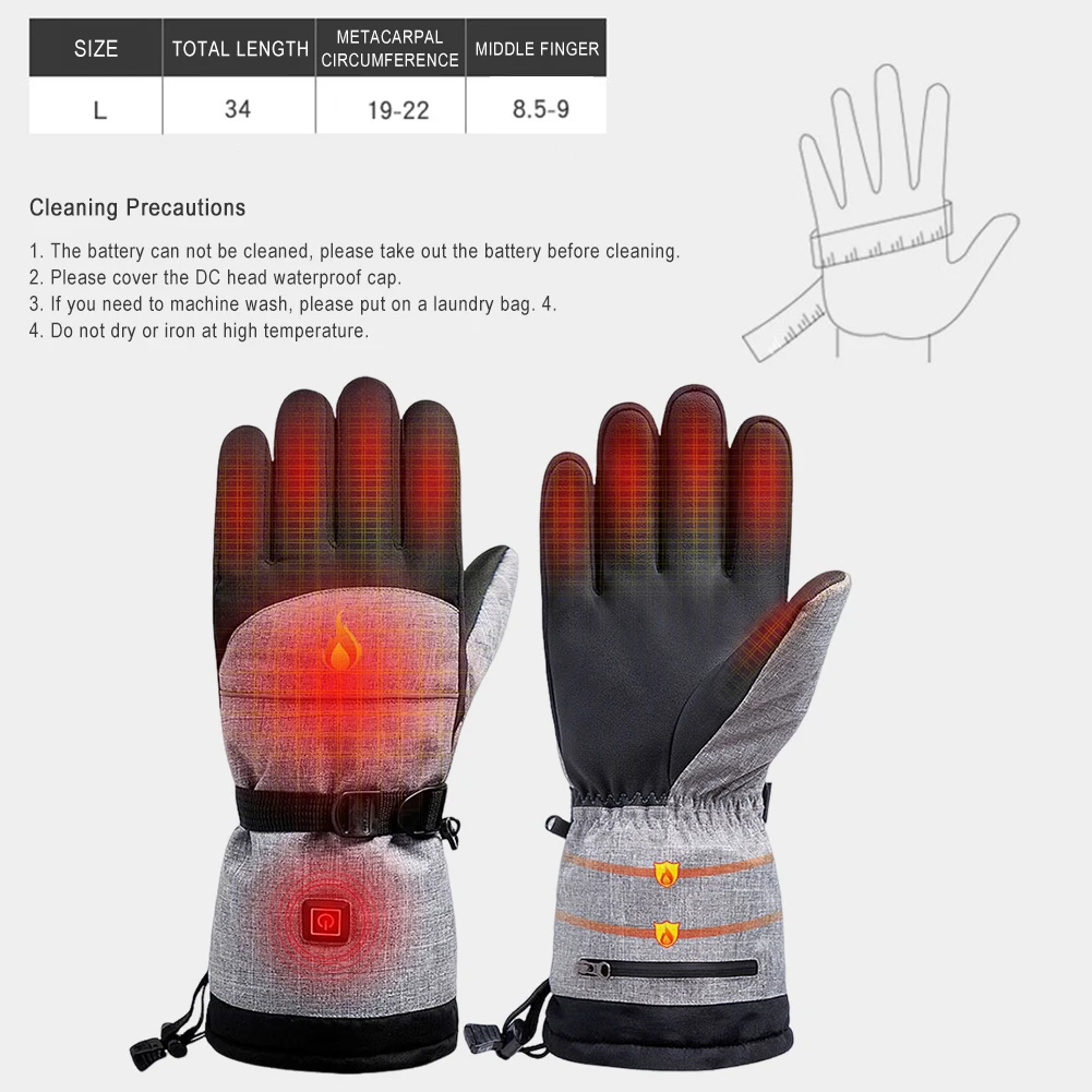 USB Rechargeable Heated Motorcycle Gloves Thick Motorcycle Ski Hand Warmer Thermal Gloves Windproof Waterproof Snowboard Gloves