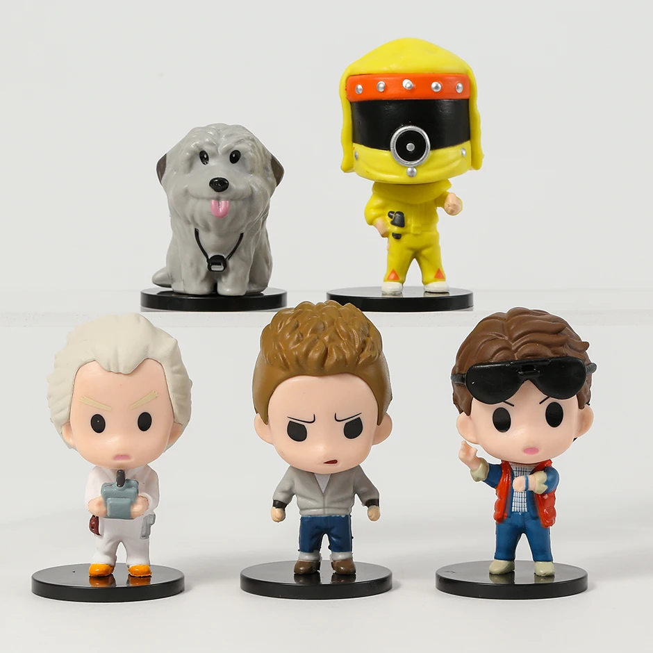 Anime Figure Back To The Future Marty Dr.Brown Biff Q Ver PVC Figurines Toys Desktop Decoration Dolls 5pcs/set