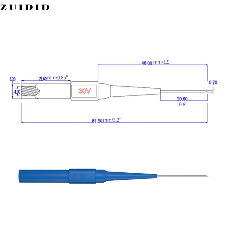 Multímetro Sonda de cables de prueba probador de automóvil sonda trasera 0,7mm punción no destructiva Punta de sonda de interfaz de 4mm pinza de